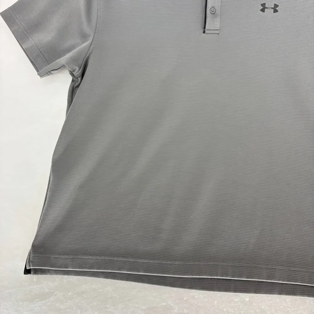 Under Armour Men's XL HeatGear Tech Textured Stripe Polo Shirt Gray - Picture 9 of 15